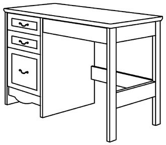 Madison Open Leg Pedestal Desk w\/2 Box Drawers, 1 File Drawer & Pencil Drawer, 42"W